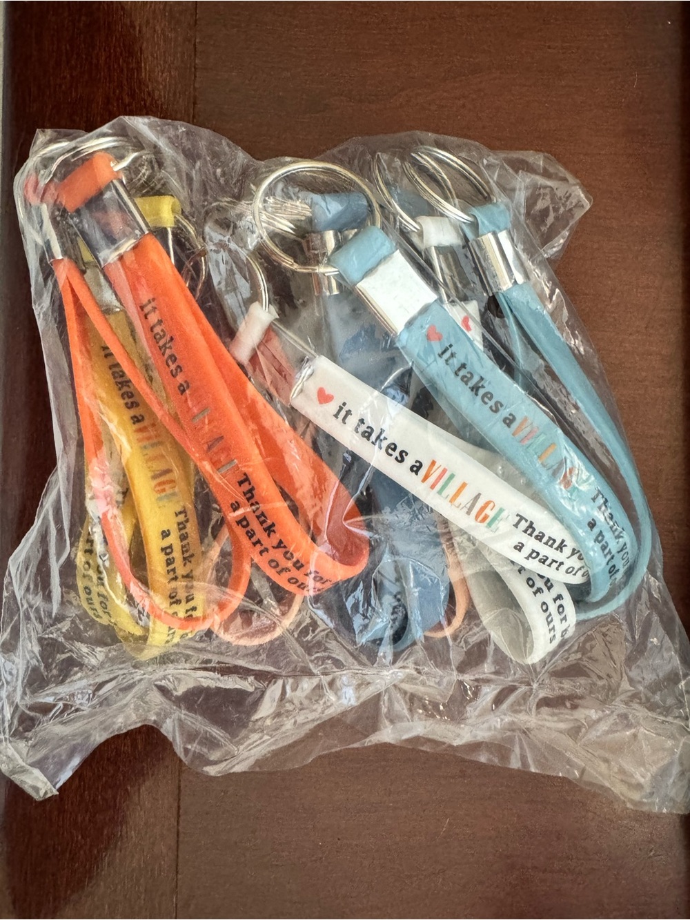 Set of 12 It Takes a Village Thank You Keychain Wristlet - Multicolor